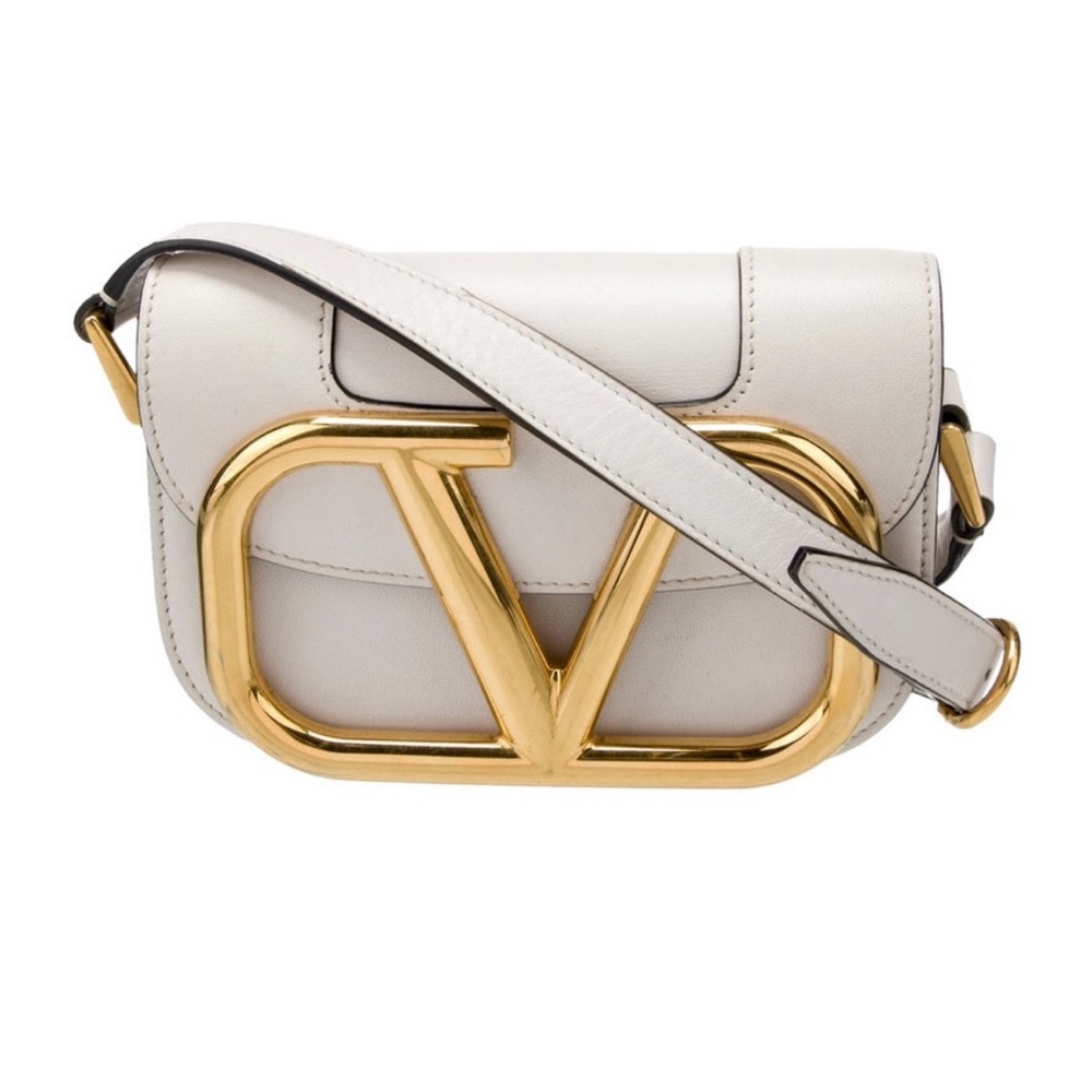 VALENTINO GARAVANI 
Calfskin Small Supervee Crossbody Bag Optic White